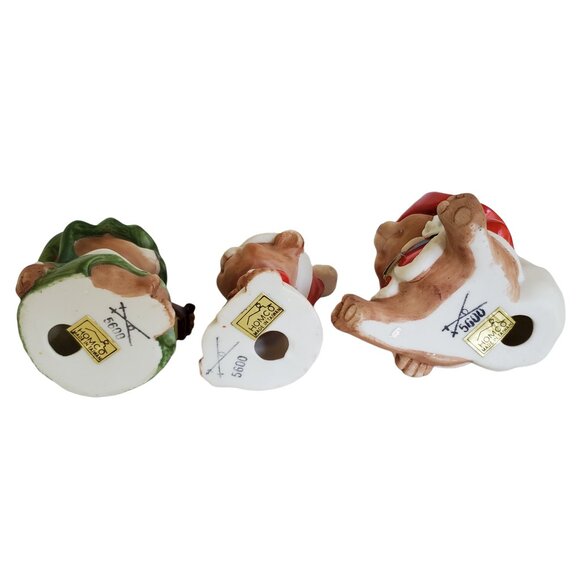 Vintage Homco Christmas Bears (3) Figurines Bisque Porcelain 5600 Home Interiors - Picture 6 of 7